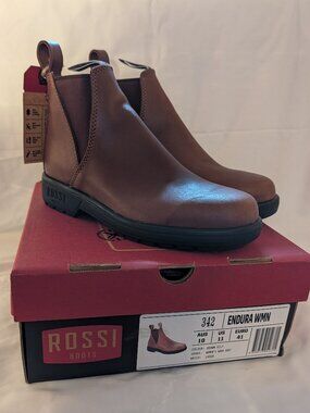 Rossi Boots Australia Women Endura Chelsea Work Boot, US 11 AUS 10 Brown Leather